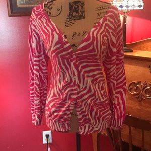 Ann Taylor Loft Pink/White Sweater